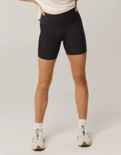 OFFLINE By Aerie Stripe Rib 5" Bike Short True Black