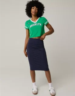 OFFLINE By Aerie The Hugger Midi Skirt Royal Navy