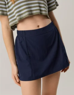 OFFLINE By Aerie Nylon Mini Skirt Royal Navy