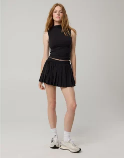 OFFLINE By Aerie Pleated Bow Skirt True Black