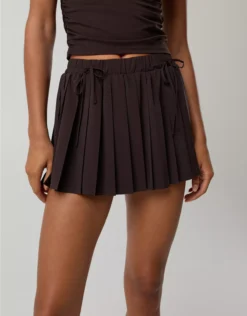 OFFLINE By Aerie Pleated Bow Skirt Deep Earth