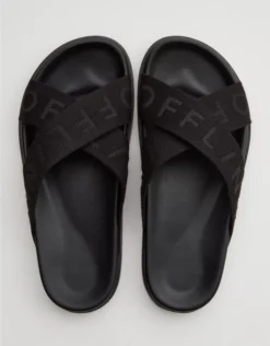 OFFLINE By Aerie Criss Cross Slides True Black