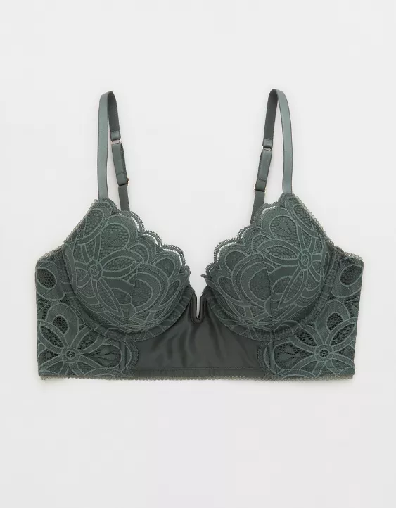 Aerie Show Off Plunge Push Up Rooftop Garden Lace Bra - Image 3