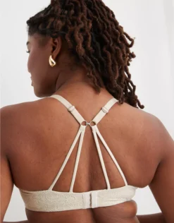 Aerie Sunnie Bloom Lace Demi Push Up Bra Vintage Vanilla