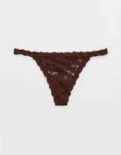 Aerie Show Off Vintage Lace String Thong Underwear Canyon Sun