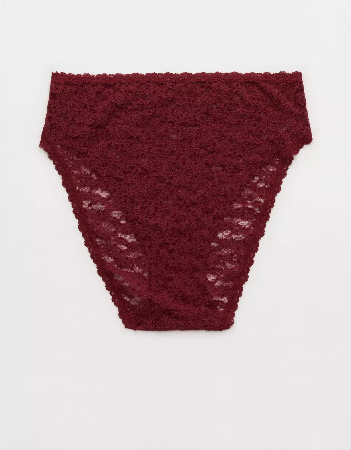 Aerie Show Off Flocked Vintage Lace High Waisted Bikini Underwear Deep Cherry - Image 2