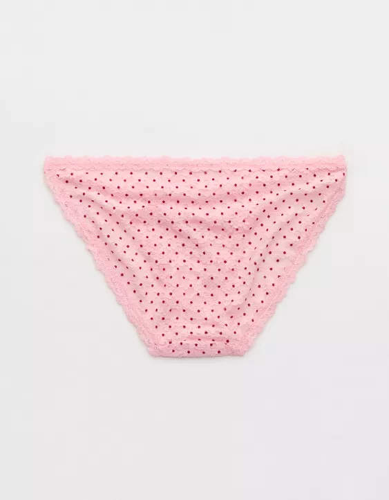 Aerie Show Off Vintage Lace String Bikini Underwear Club Pink - Image 4