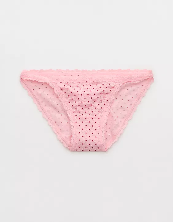 Aerie Show Off Vintage Lace String Bikini Underwear Club Pink - Image 3