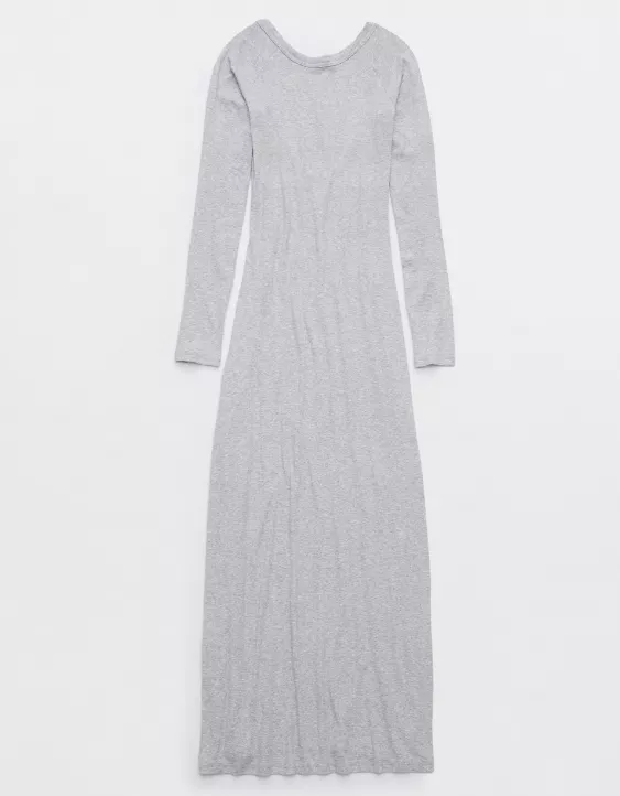 Aerie Bodycon Low Back Maxi Dress Medium Heather Gray - Image 4