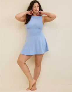 Aerie Low Back Mini Dress Monaco Blue