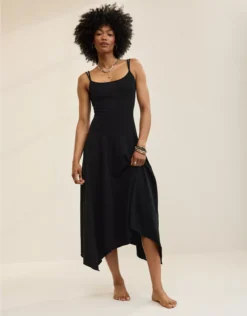 Aerie Godet Maxi Dress True Black
