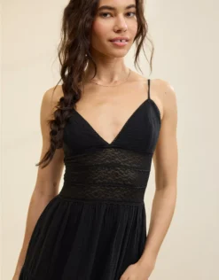 Aerie Lace Mix Midaxi Dress True Black