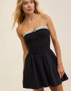 Aerie Strapless At The Barre Mini Dress True Black