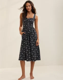Aerie Corset Midi Dress True Black