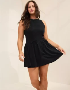 Aerie Drop Waist Bow Dress True Black