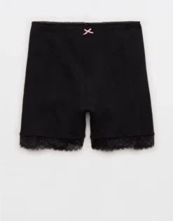 Aerie Superchill Pointelle High Waisted Boyshort Underwear True Black