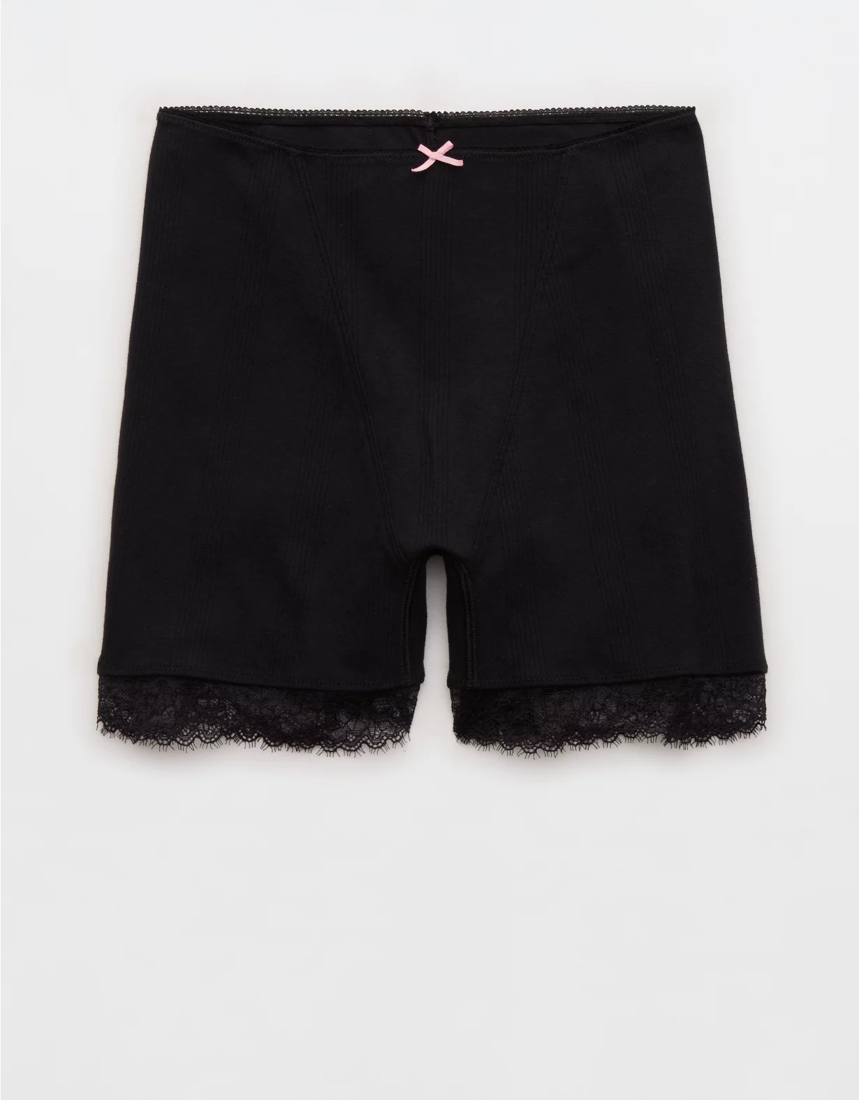 Aerie Superchill Pointelle High Waisted Boyshort Underwear True Black