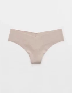 Aerie Superchill No Show Cotton Thong Underwear Stone Harbor