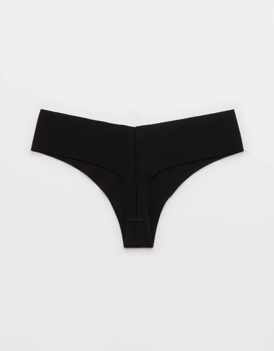 Aerie Superchill No Show Cotton Thong Underwear True Black - Image 4