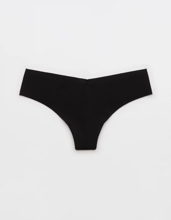 Aerie Superchill No Show Cotton Thong Underwear True Black - Image 3