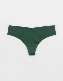 Aerie Superchill No Show Cotton Thong Underwear Rugged Green