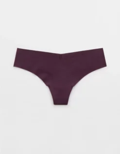 Aerie Superchill No Show Cotton Thong Underwear Cool Berry