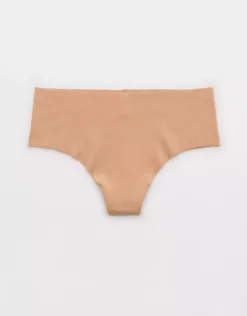 Aerie Superchill No Show Cotton Mid Rise Thong Underwear Sands