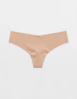 Aerie SMOOTHEZ No Show Thong Underwear Beach Dune