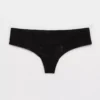 Aerie SMOOTHEZ No Show Lace Thong Underwear True Black