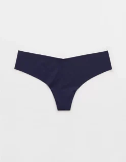 Aerie SMOOTHEZ No Show Thong Underwear Navy