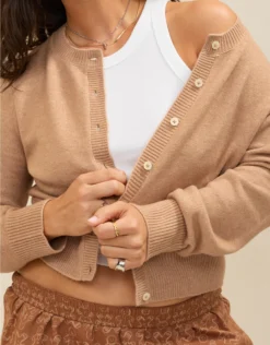 Aerie Softest Classic Cardigan Beach Dune