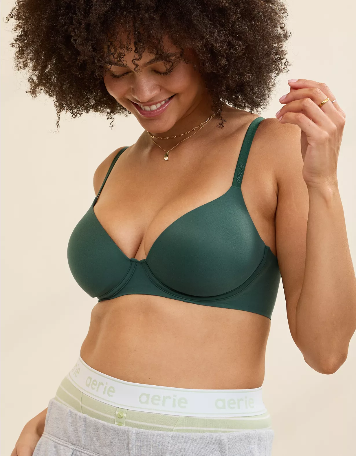 Aerie SMOOTHEZ Pull On Push Up Bra Rugged Green