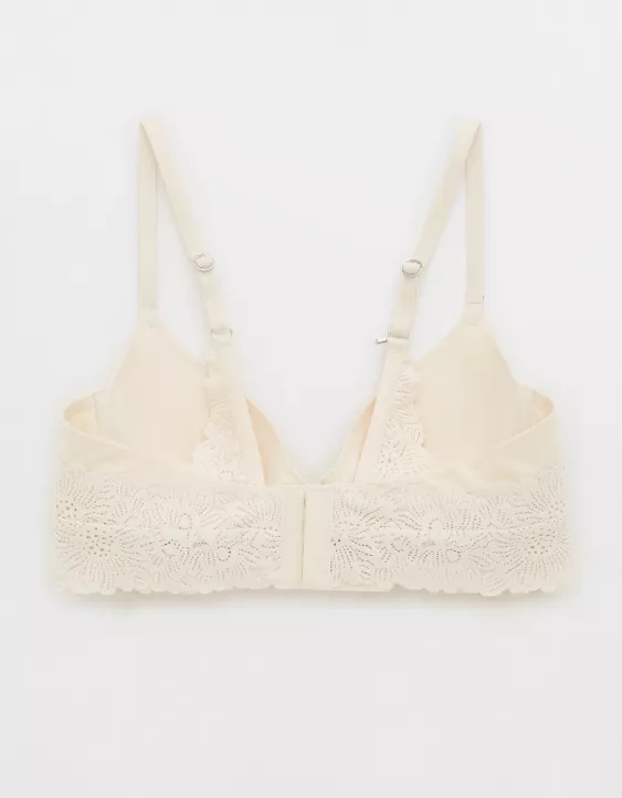 Aerie Sunnie Bloom Lace Full Coverage Lightly Lined Bra Vintage Vanilla - Image 4