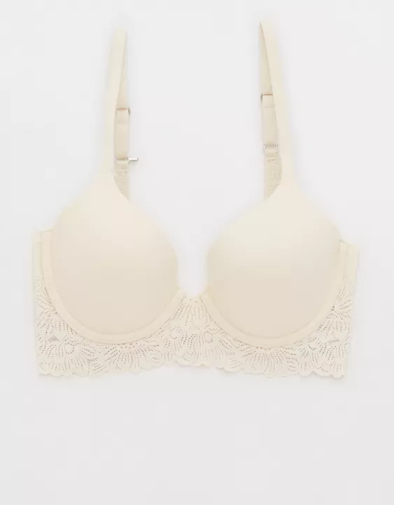 Aerie Sunnie Bloom Lace Full Coverage Lightly Lined Bra Vintage Vanilla - Image 3